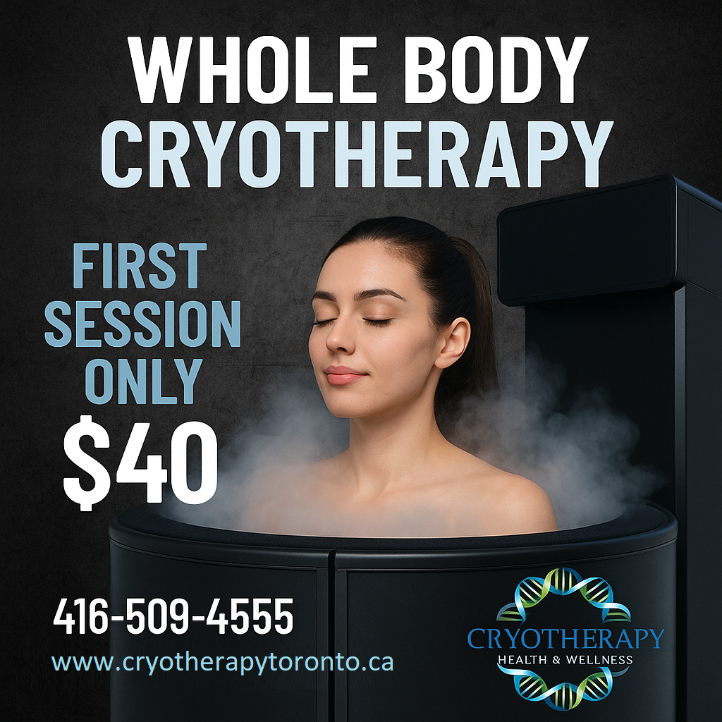 Client experiencing whole body cryotherapy session at Cryotherapy Toronto